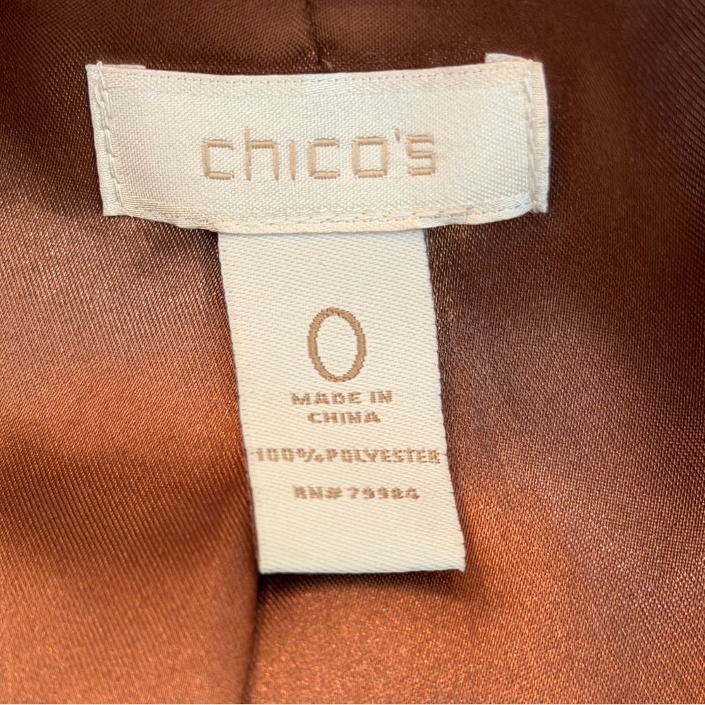 Chico's Womens 0 S/4 Salmon Pink Blazer Suede Collarless Open Front Career Lined - Picture 7 of 10